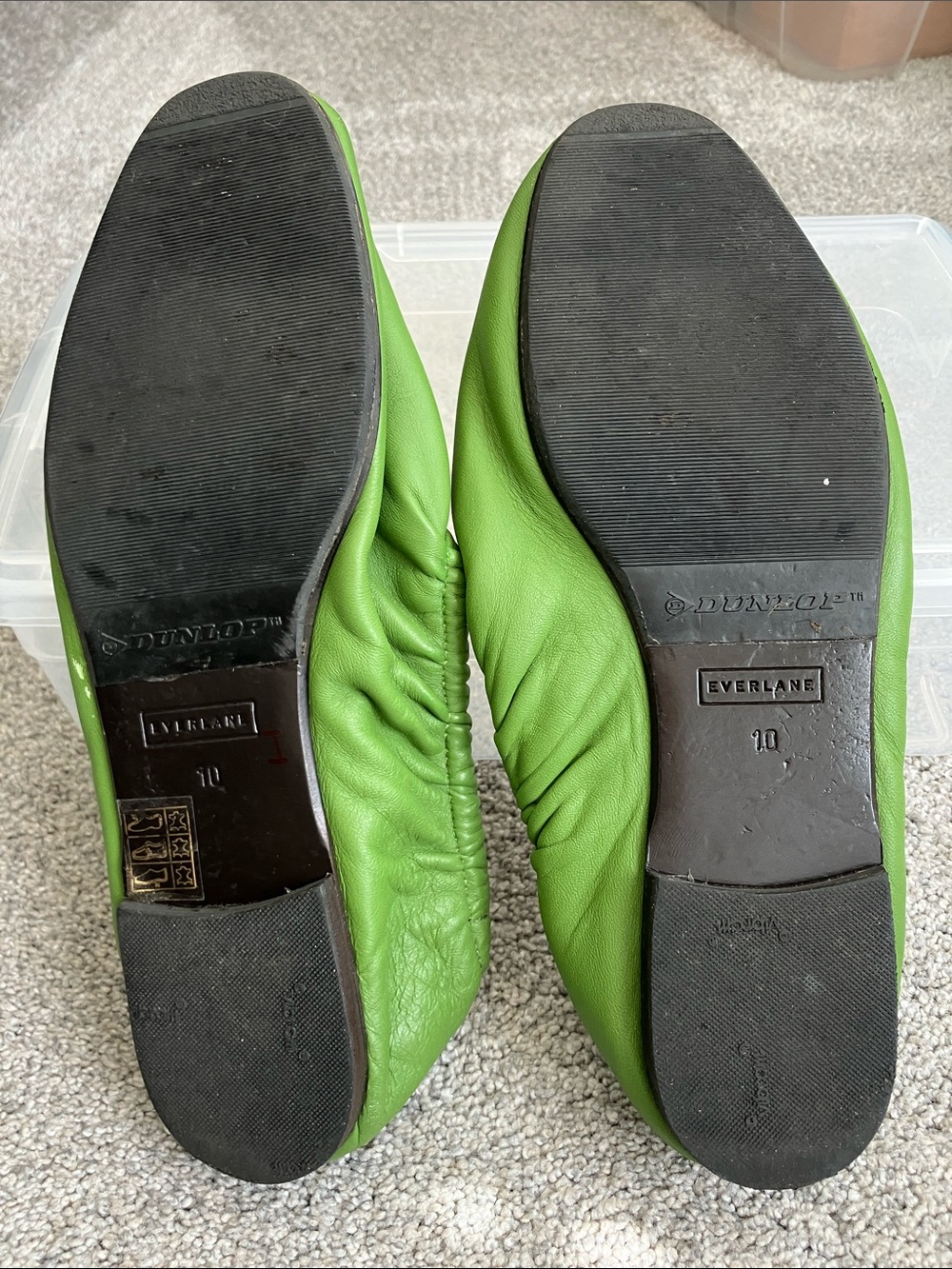 Fabulous Everlane Green Leather Scrunch Ballet Flats - Picture 9 of 12